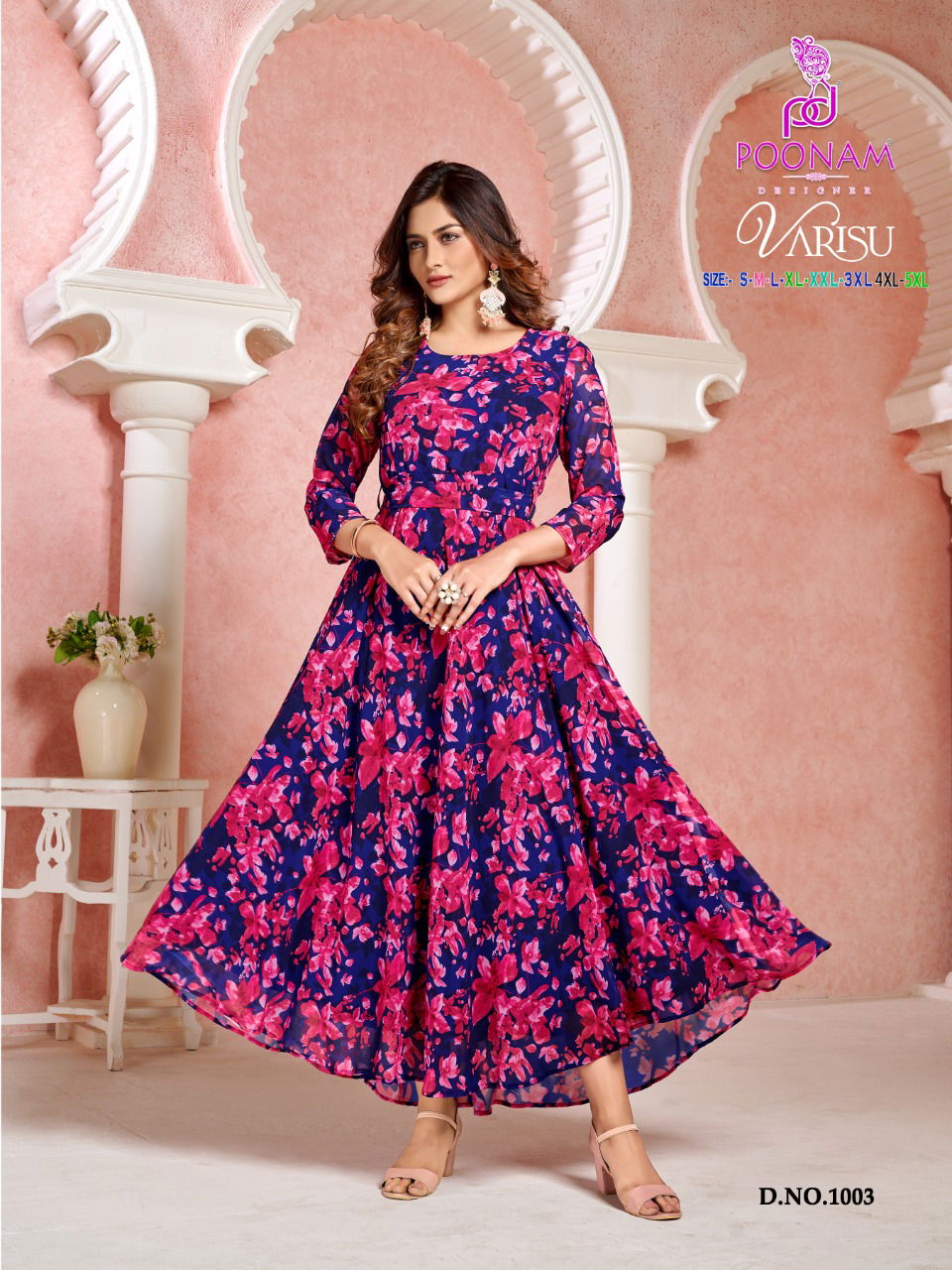 Poonam Varisu Printed Plus Size Wholesale Anarkali Kurti Catalog